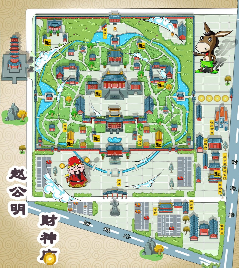 渭滨寺庙类手绘地图